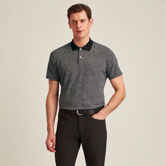 BONOBOS Black and Gray Striped Performance Golf Standard Fit Polo Shirt Sz M - Picture 5 of 14